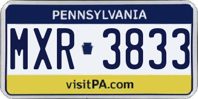 PA license plate MXR3833