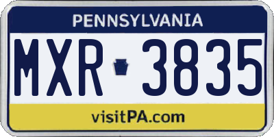 PA license plate MXR3835