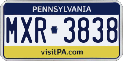 PA license plate MXR3838