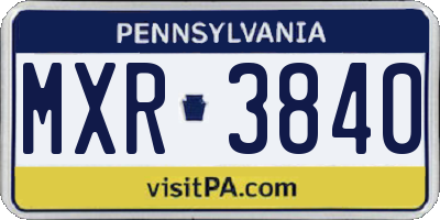 PA license plate MXR3840
