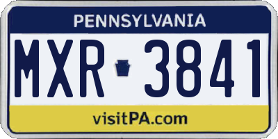 PA license plate MXR3841