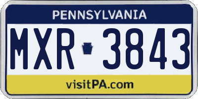 PA license plate MXR3843