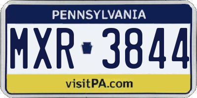PA license plate MXR3844
