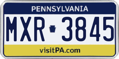 PA license plate MXR3845