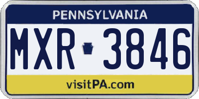 PA license plate MXR3846