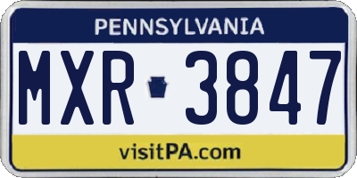 PA license plate MXR3847
