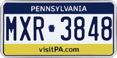 PA license plate MXR3848