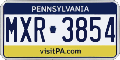 PA license plate MXR3854