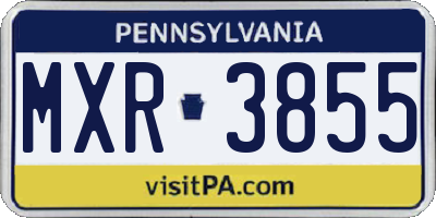PA license plate MXR3855