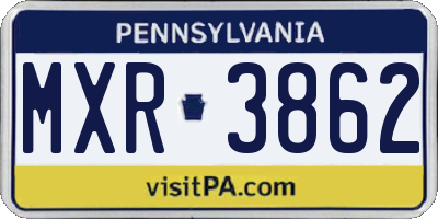 PA license plate MXR3862
