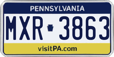 PA license plate MXR3863