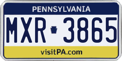 PA license plate MXR3865