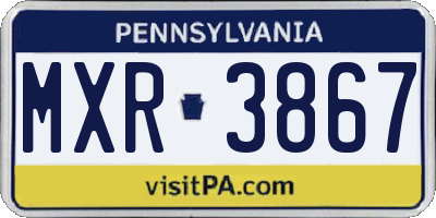 PA license plate MXR3867