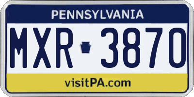 PA license plate MXR3870