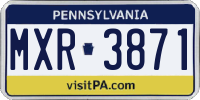 PA license plate MXR3871