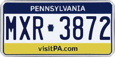 PA license plate MXR3872