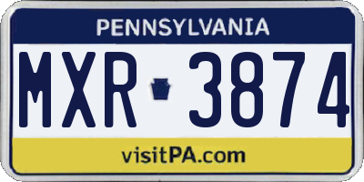 PA license plate MXR3874