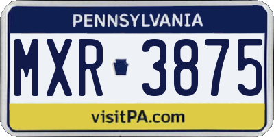 PA license plate MXR3875