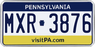 PA license plate MXR3876