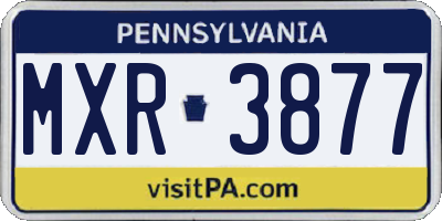 PA license plate MXR3877
