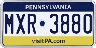 PA license plate MXR3880