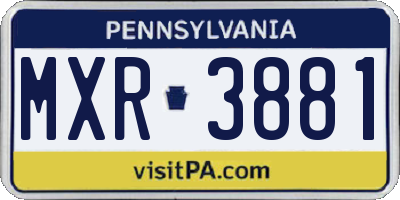 PA license plate MXR3881