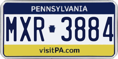 PA license plate MXR3884