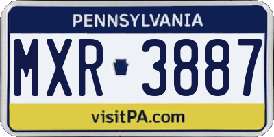 PA license plate MXR3887