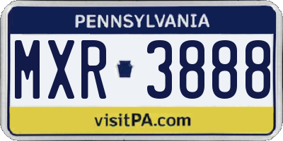 PA license plate MXR3888