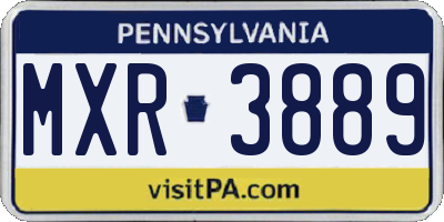 PA license plate MXR3889
