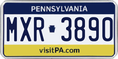PA license plate MXR3890
