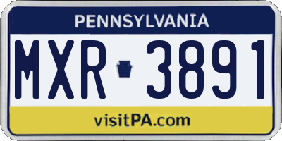PA license plate MXR3891
