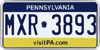 PA license plate MXR3893