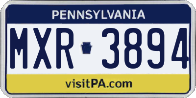 PA license plate MXR3894