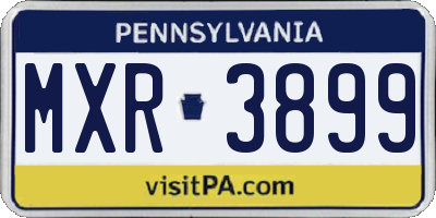 PA license plate MXR3899