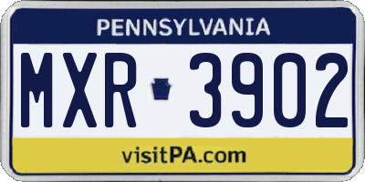 PA license plate MXR3902