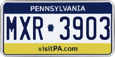 PA license plate MXR3903