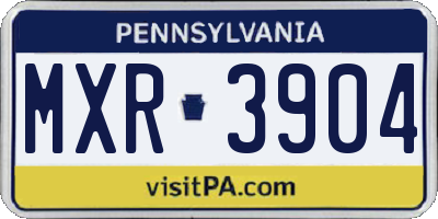 PA license plate MXR3904