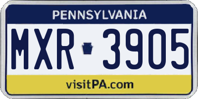 PA license plate MXR3905