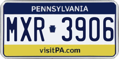 PA license plate MXR3906