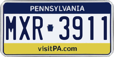 PA license plate MXR3911