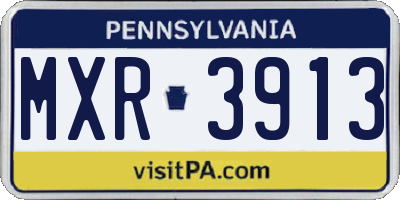PA license plate MXR3913
