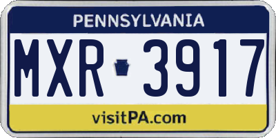PA license plate MXR3917