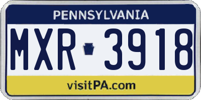 PA license plate MXR3918