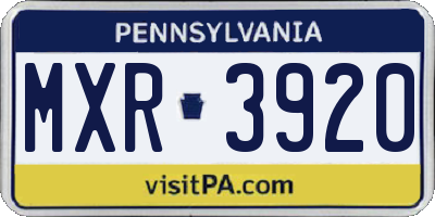 PA license plate MXR3920