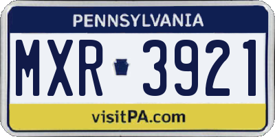 PA license plate MXR3921