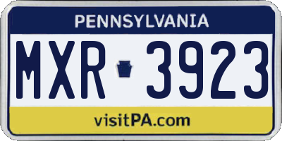 PA license plate MXR3923