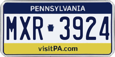 PA license plate MXR3924