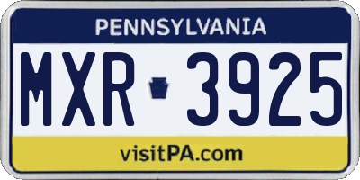 PA license plate MXR3925