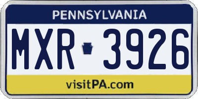PA license plate MXR3926